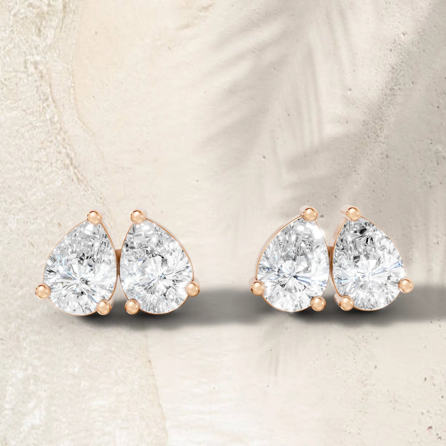1.0 CT Gold Pear Cut Diamond Prong Set Earring| Lab Grown Minimalist Weight Small To Large Two Stone Prong Setting Studs| Luxury Elegant Perfect Birthday Gift For Girlfriend| Trendy Style Dainty Toi Et Moi Jewelry For Women| Surprise For Special Moment