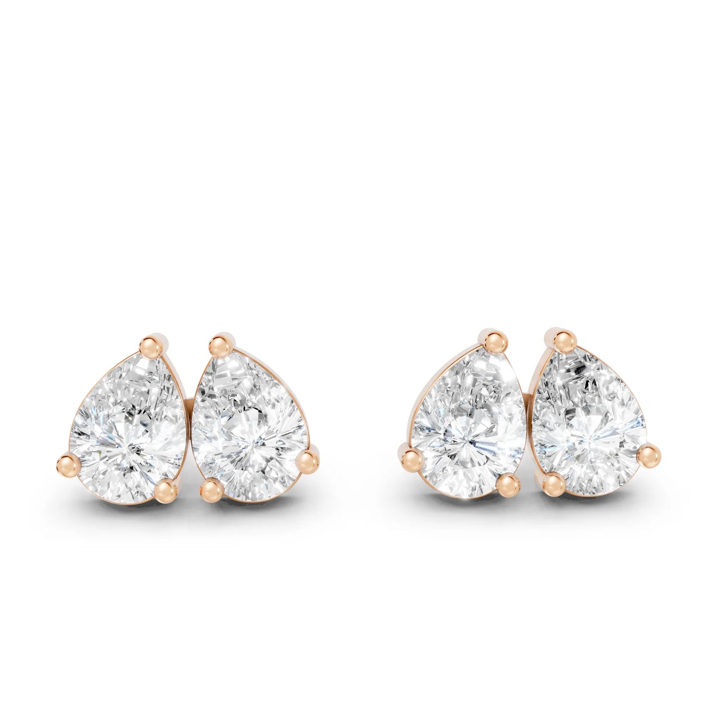 1.0 CT Gold Pear Cut Diamond Prong Set Earring| Lab Grown Minimalist Weight Small To Large Two Stone Prong Setting Studs| Luxury Elegant Perfect Birthday Gift For Girlfriend| Trendy Style Dainty Toi Et Moi Jewelry For Women| Surprise For Special Moment