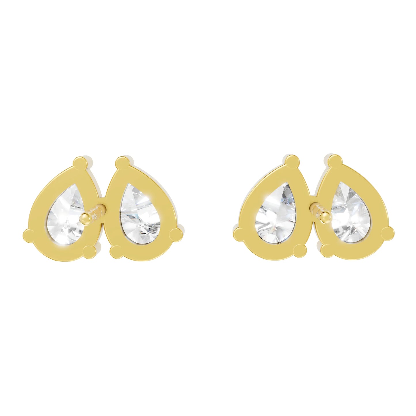 1.0 CT Gold Pear Cut Diamond Prong Set Earring| Lab Grown Minimalist Weight Small To Large Two Stone Prong Setting Studs| Luxury Elegant Perfect Birthday Gift For Girlfriend| Trendy Style Dainty Toi Et Moi Jewelry For Women| Surprise For Special Moment