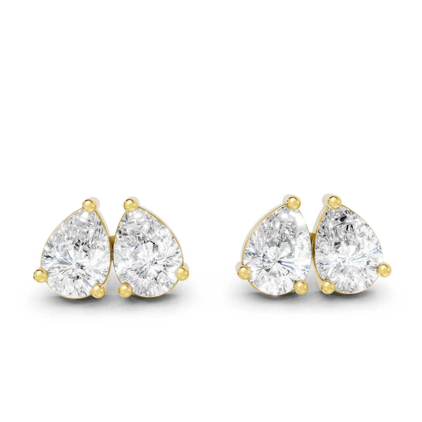 1.0 CT Gold Pear Cut Diamond Prong Set Earring| Lab Grown Minimalist Weight Small To Large Two Stone Prong Setting Studs| Luxury Elegant Perfect Birthday Gift For Girlfriend| Trendy Style Dainty Toi Et Moi Jewelry For Women| Surprise For Special Moment