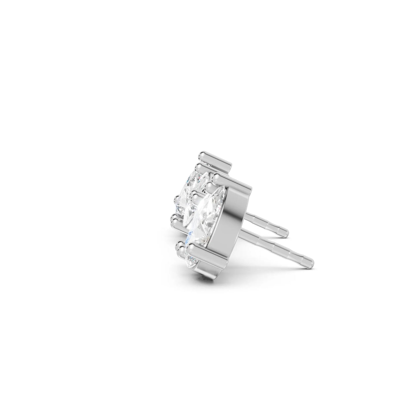 14K Gold 1.0 CT Pear And Trillion Minimalist Toi Et Moi Stud | Lab Grown With Prong Set Diamond Earring | Elegant Everyday Wear Luxury Jewelry | Timeless Sustainable Design And Perfect Gift For Women | Diamond Earrings Anniversary Or Special Occasion