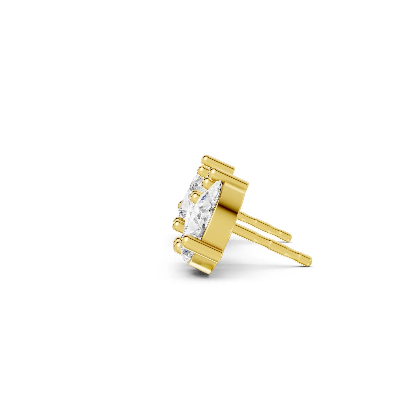14K Gold 1.0 CT Pear And Trillion Minimalist Toi Et Moi Stud | Lab Grown With Prong Set Diamond Earring | Elegant Everyday Wear Luxury Jewelry | Timeless Sustainable Design And Perfect Gift For Women | Diamond Earrings Anniversary Or Special Occasion