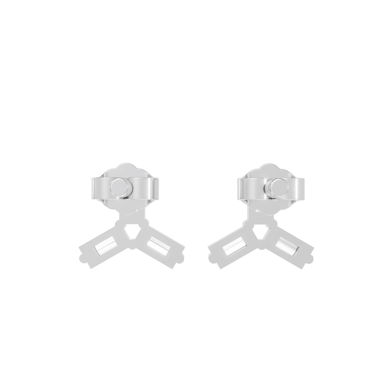 14K Gold Trinity Baguette Cut Diamond Stud Earring