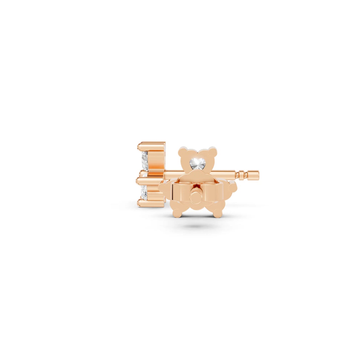 14K Gold Trinity Heart Cut Diamond Stud Earring