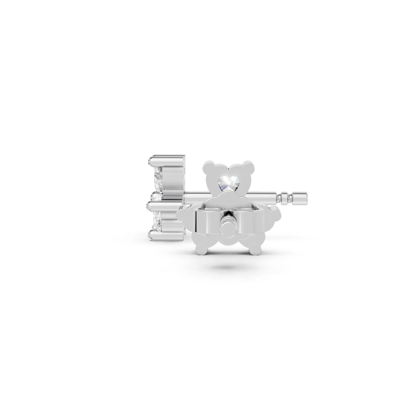 14K Gold Trinity Heart Cut Diamond Stud Earring