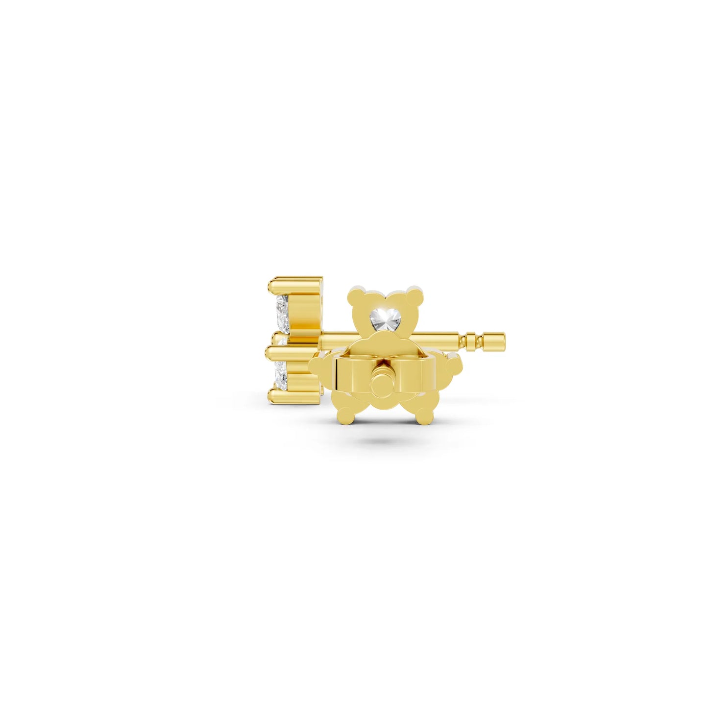14K Gold Trinity Heart Cut Diamond Stud Earring