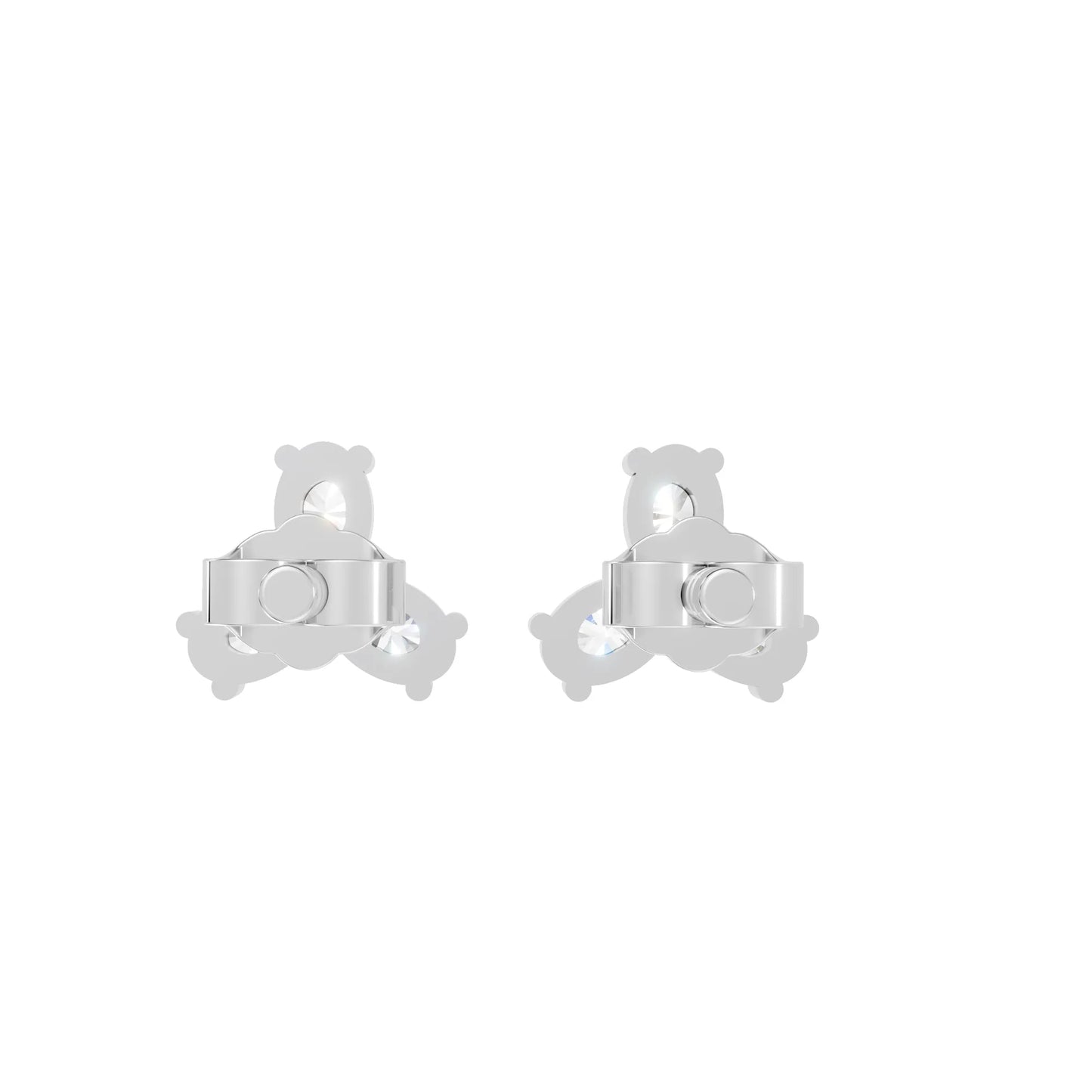 14K Gold Trinity Oval Cut Diamond Stud Earring