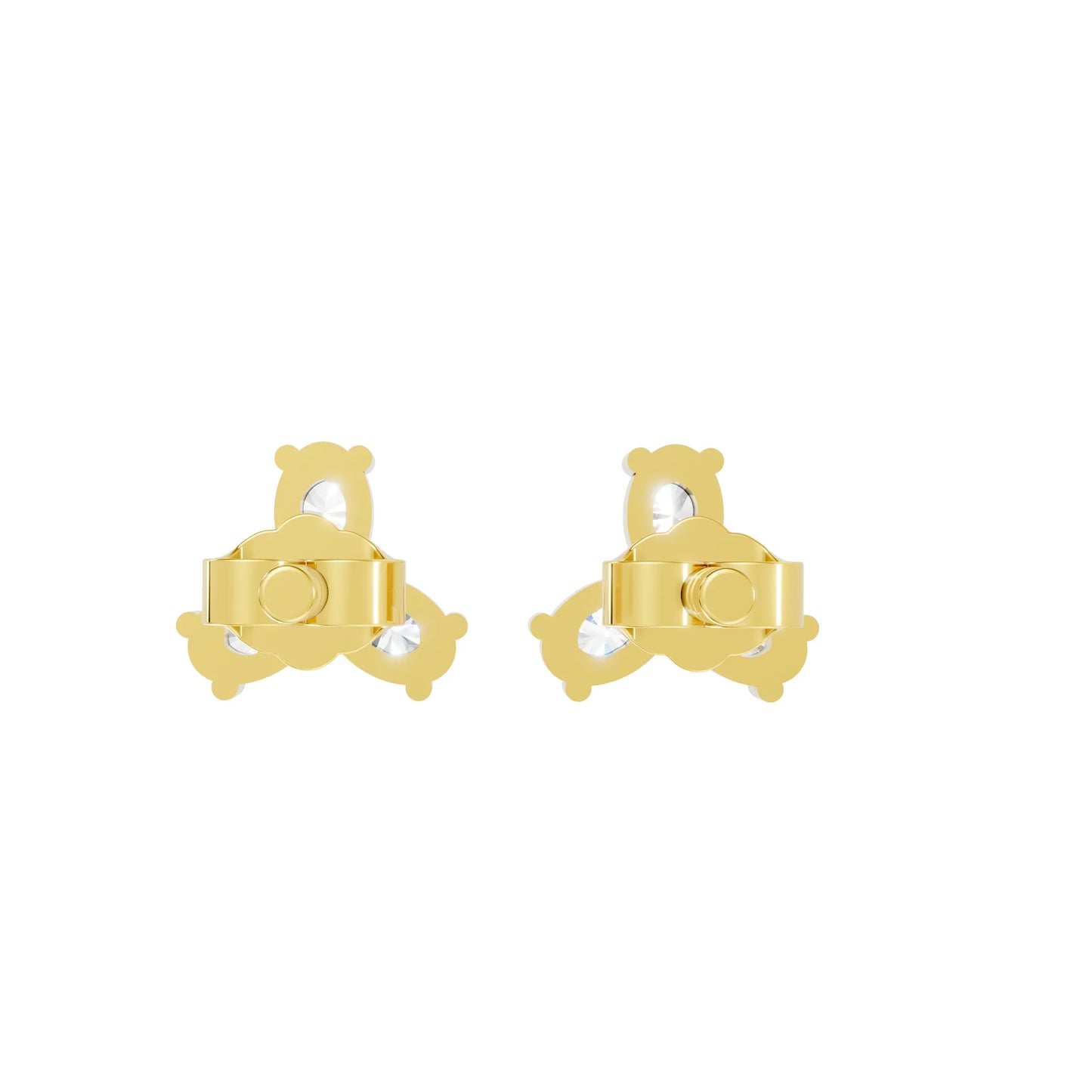 14K Gold Trinity Oval Cut Diamond Stud Earring