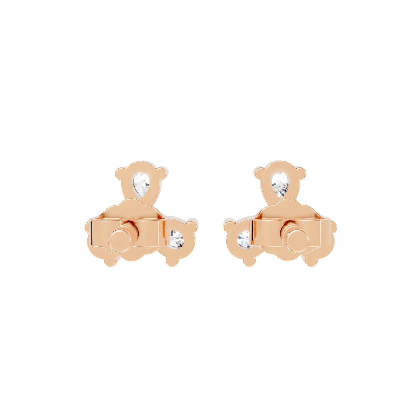 14k Gold Lab Grown Bezel Set And Prong Set Earrings | Minimalist Pear Cut Three Diamond Studs| Elegant Everyday Jewelry And Perfect Gift for Women | Celebrate Special Moments | Ideal for Birthdays Anniversaries Weddings | Timeless Luxury Accessory