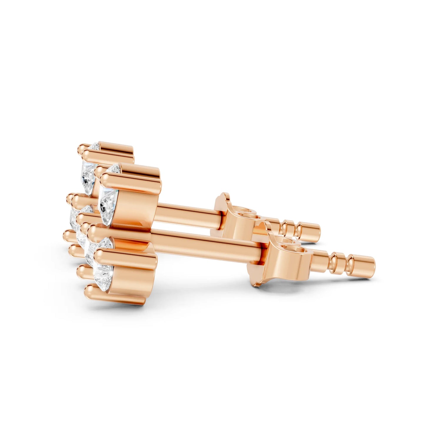 14k Gold Lab Grown Bezel Set And Prong Set Earrings | Minimalist Pear Cut Three Diamond Studs| Elegant Everyday Jewelry And Perfect Gift for Women | Celebrate Special Moments | Ideal for Birthdays Anniversaries Weddings | Timeless Luxury Accessory