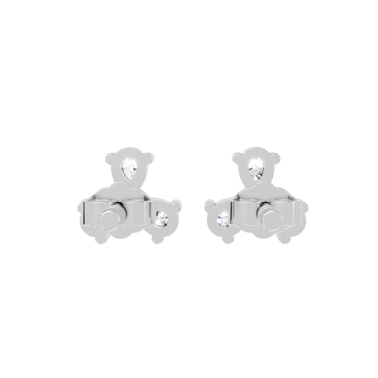 14k Gold Lab Grown Bezel Set And Prong Set Earrings | Minimalist Pear Cut Three Diamond Studs| Elegant Everyday Jewelry And Perfect Gift for Women | Celebrate Special Moments | Ideal for Birthdays Anniversaries Weddings | Timeless Luxury Accessory
