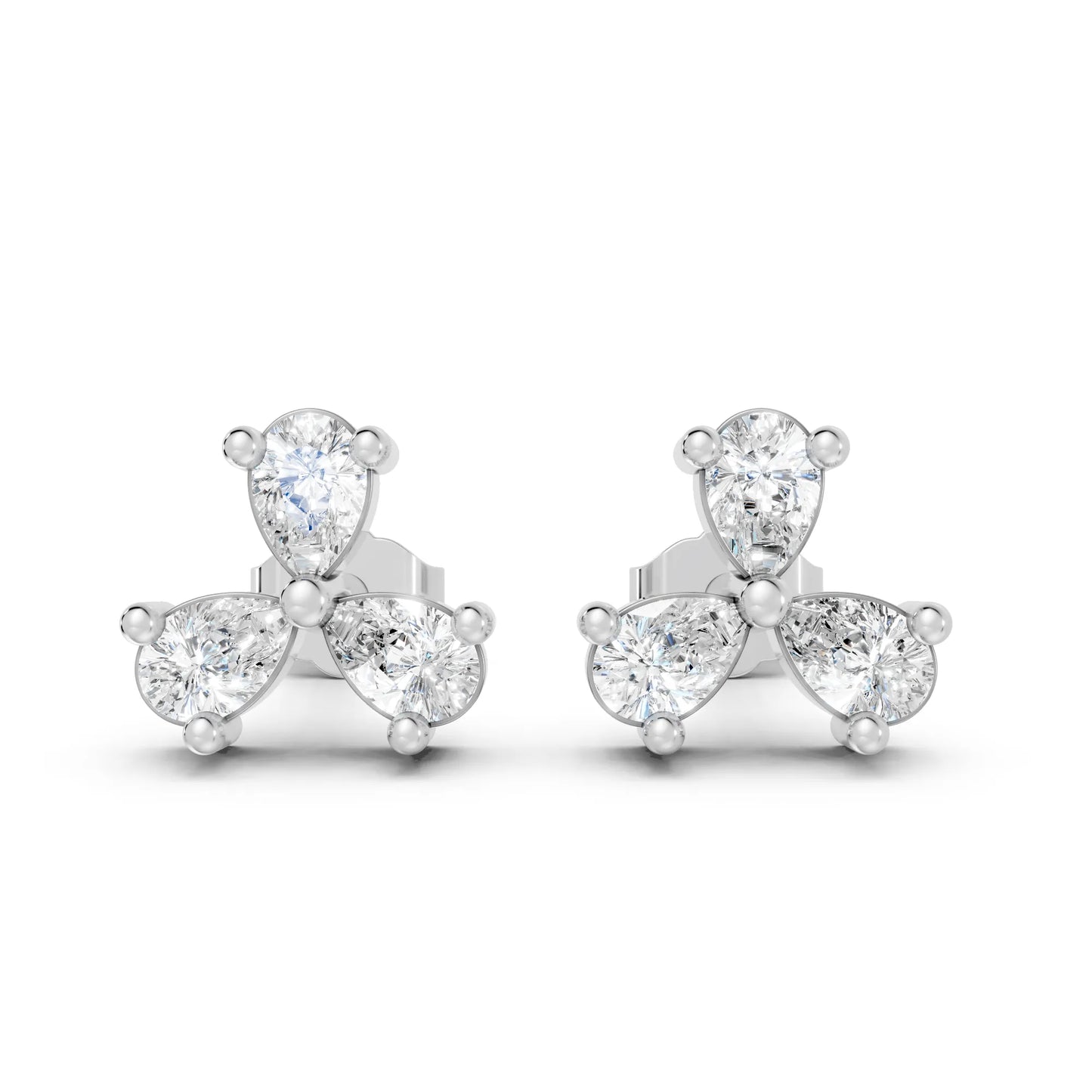 14k Gold Lab Grown Bezel Set And Prong Set Earrings | Minimalist Pear Cut Three Diamond Studs| Elegant Everyday Jewelry And Perfect Gift for Women | Celebrate Special Moments | Ideal for Birthdays Anniversaries Weddings | Timeless Luxury Accessory
