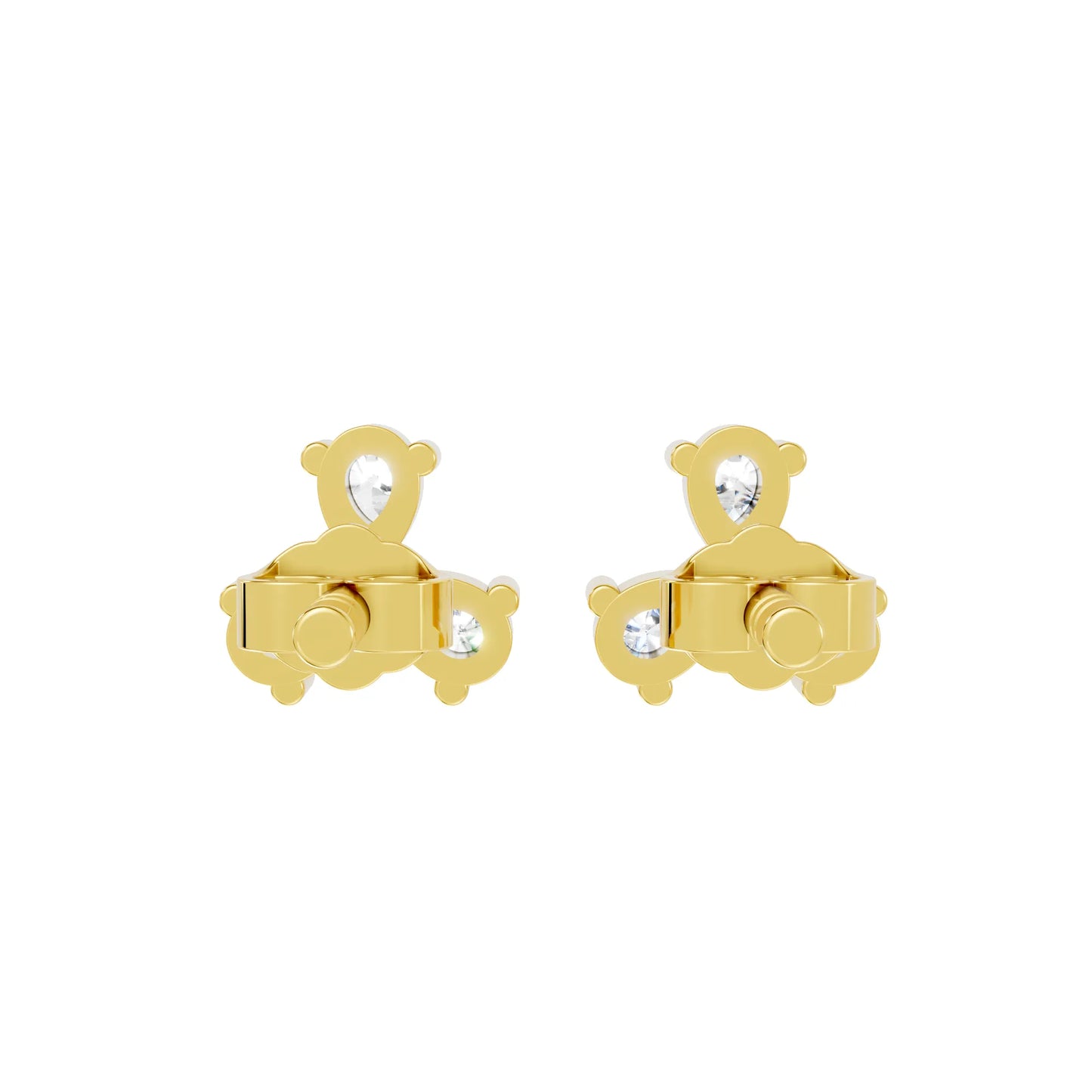 14k Gold Lab Grown Bezel Set And Prong Set Earrings | Minimalist Pear Cut Three Diamond Studs| Elegant Everyday Jewelry And Perfect Gift for Women | Celebrate Special Moments | Ideal for Birthdays Anniversaries Weddings | Timeless Luxury Accessory