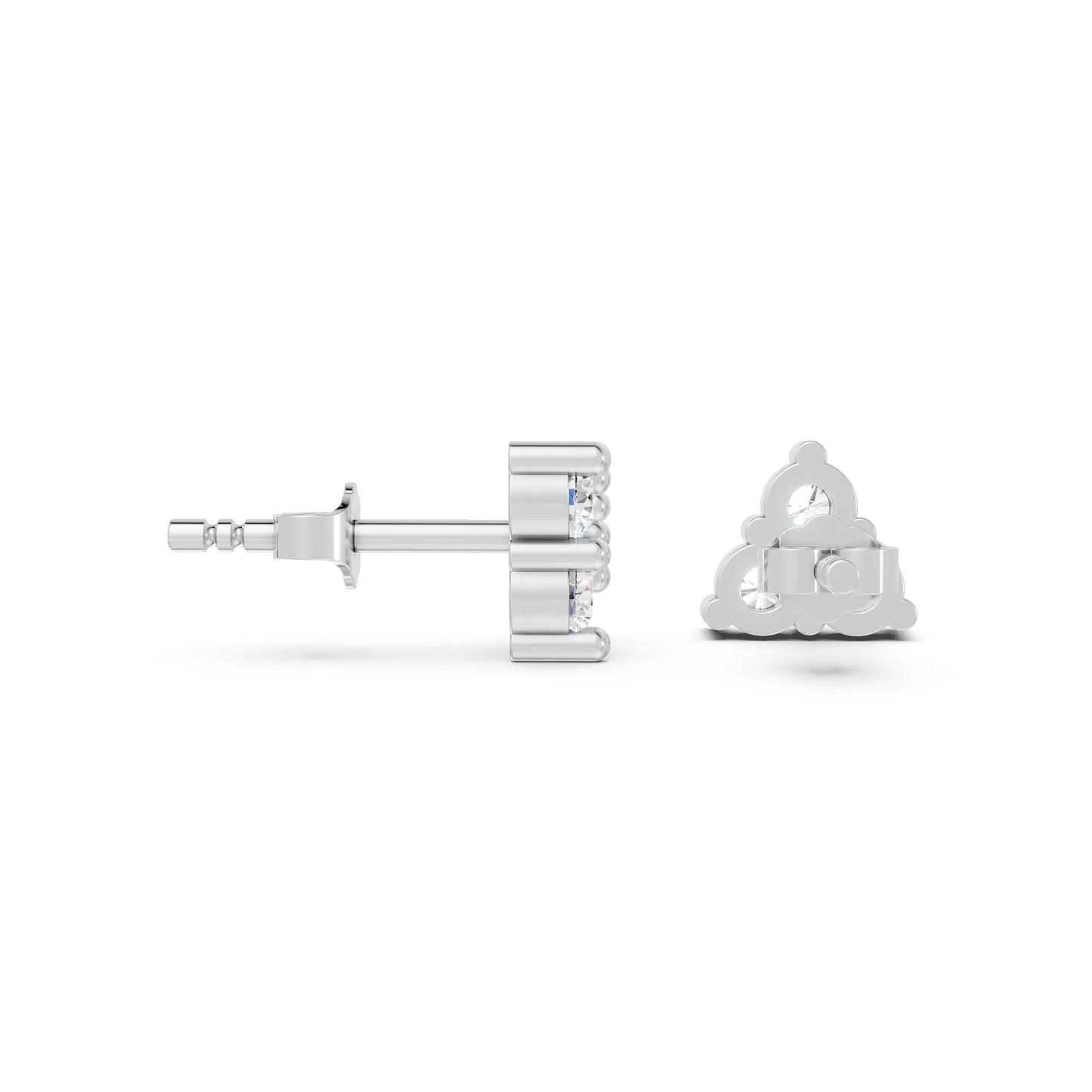 14K Gold Trinity Round Cut Diamond Stud Earring