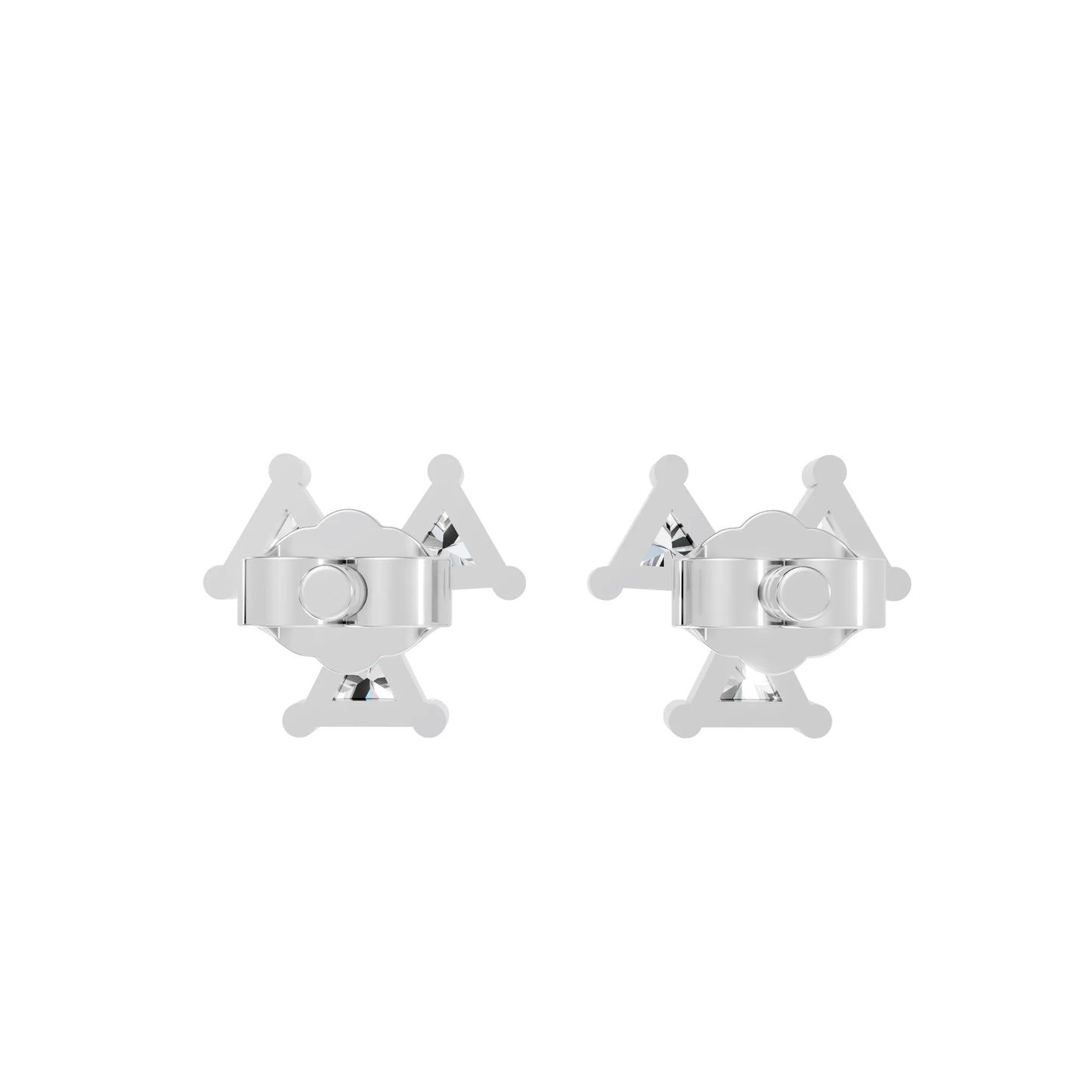 14k Gold Lab Grown Bezel Set and Prong set Earrings | Minimalist Triangle Cut Three Diamond Studs | Timeless Elegant Conflict Design | Create Unforgettable Memories With This Unique Design | Mark Your Special Day With This Unique Jewelry Design