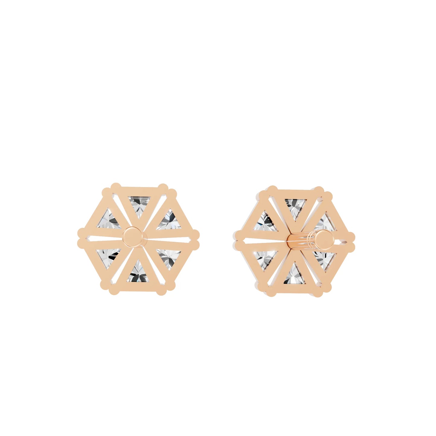14k Gold Lab Grown Diamond Cluster And Prong Setting Earring| Minimalist Triangle Cut Flower Studs For Girl | Everyday With Shine |Stylish Jewelry For Your Stylish Look | Timeless Elegant Design And Anniversary Gift | Trendy Gift For Wife
