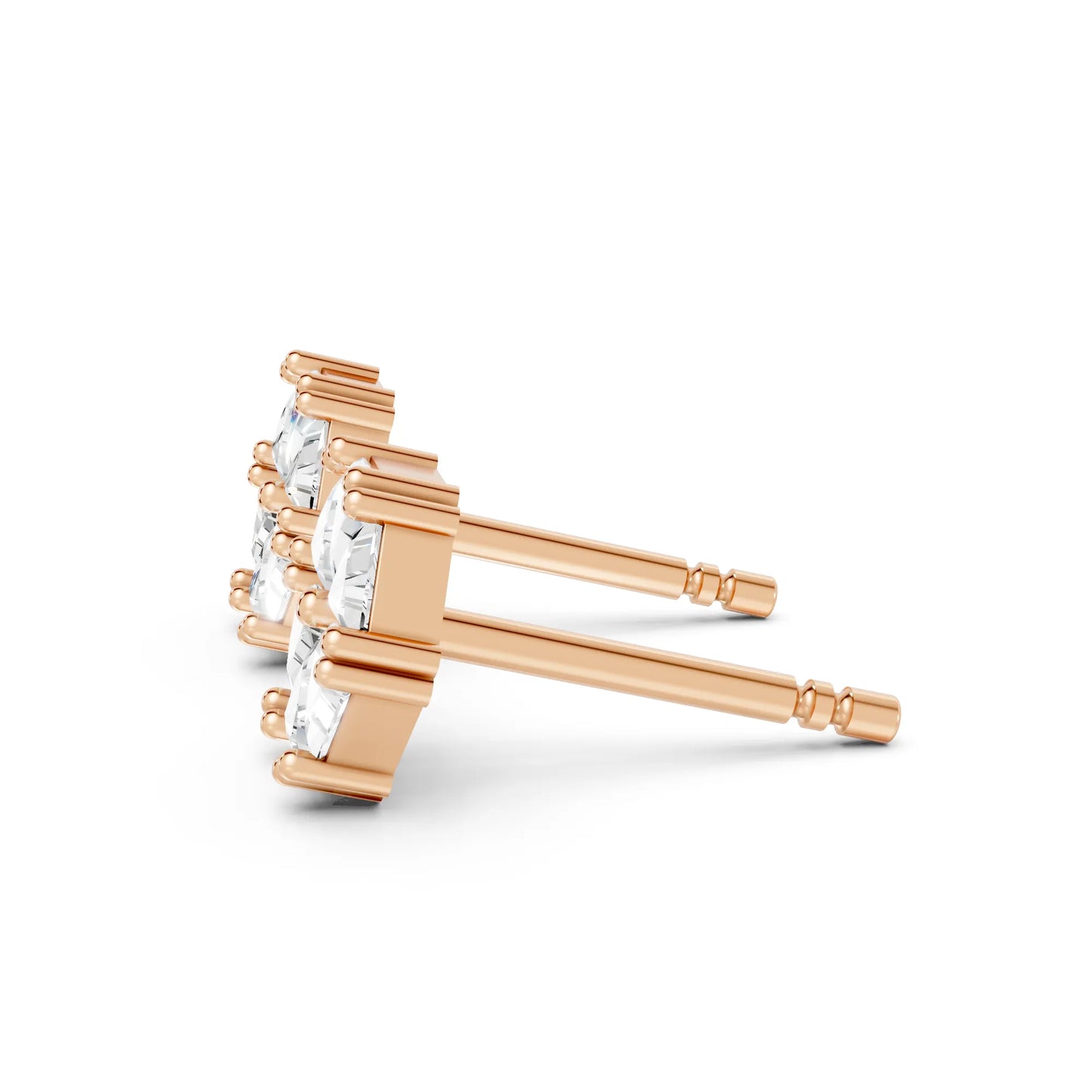 14k Gold Lab Grown Diamond Cluster And Prong Setting Earring| Minimalist Triangle Cut Flower Studs For Girl | Everyday With Shine |Stylish Jewelry For Your Stylish Look | Timeless Elegant Design And Anniversary Gift | Trendy Gift For Wife