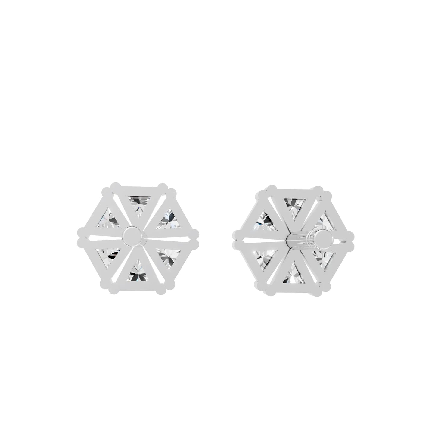 14k Gold Lab Grown Diamond Cluster And Prong Setting Earring| Minimalist Triangle Cut Flower Studs For Girl | Everyday With Shine |Stylish Jewelry For Your Stylish Look | Timeless Elegant Design And Anniversary Gift | Trendy Gift For Wife