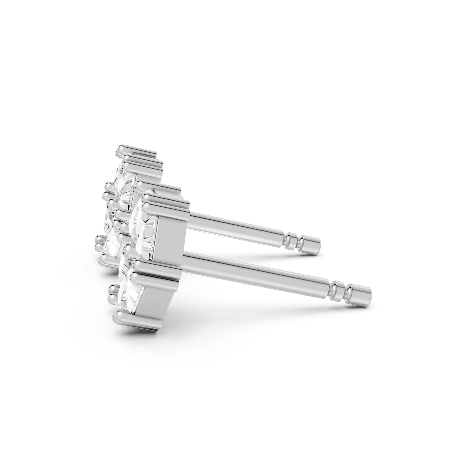 14k Gold Lab Grown Diamond Cluster And Prong Setting Earring| Minimalist Triangle Cut Flower Studs For Girl | Everyday With Shine |Stylish Jewelry For Your Stylish Look | Timeless Elegant Design And Anniversary Gift | Trendy Gift For Wife