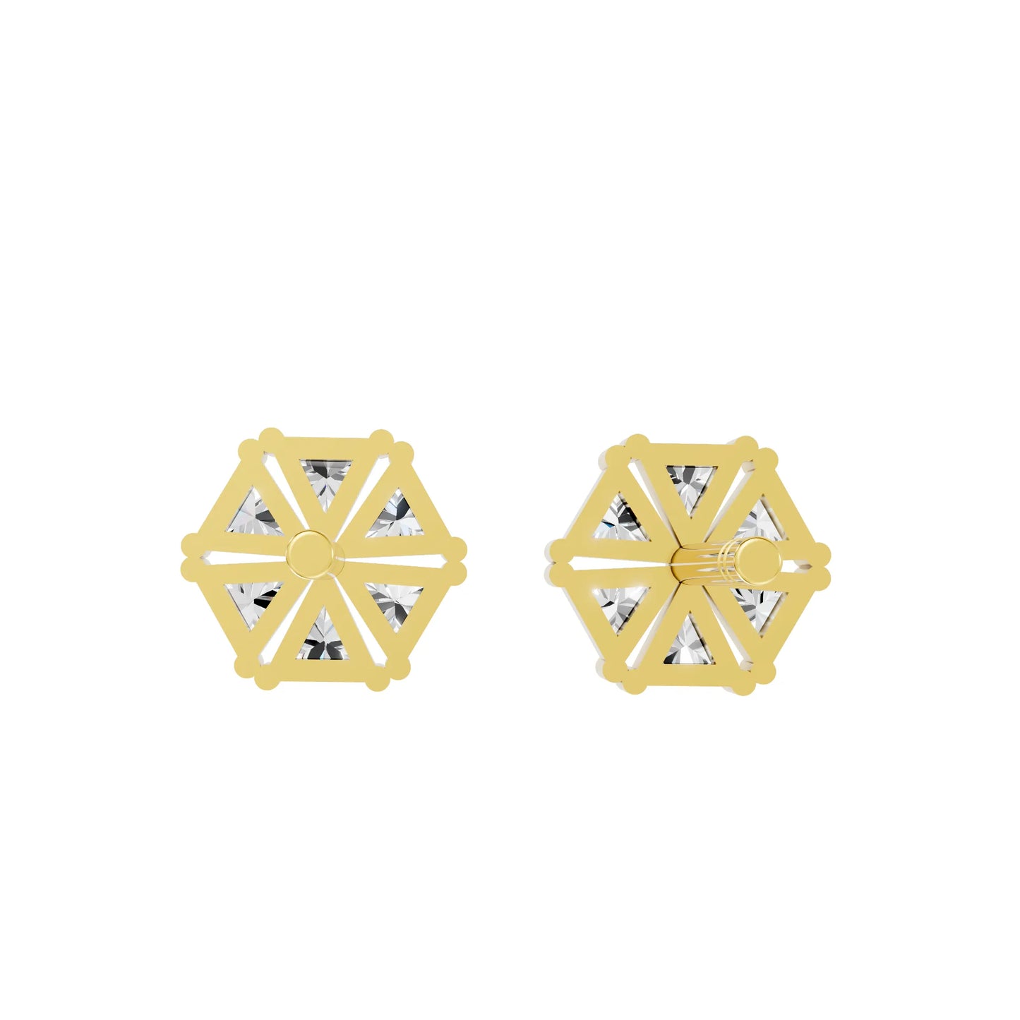 14k Gold Lab Grown Diamond Cluster And Prong Setting Earring| Minimalist Triangle Cut Flower Studs For Girl | Everyday With Shine |Stylish Jewelry For Your Stylish Look | Timeless Elegant Design And Anniversary Gift | Trendy Gift For Wife