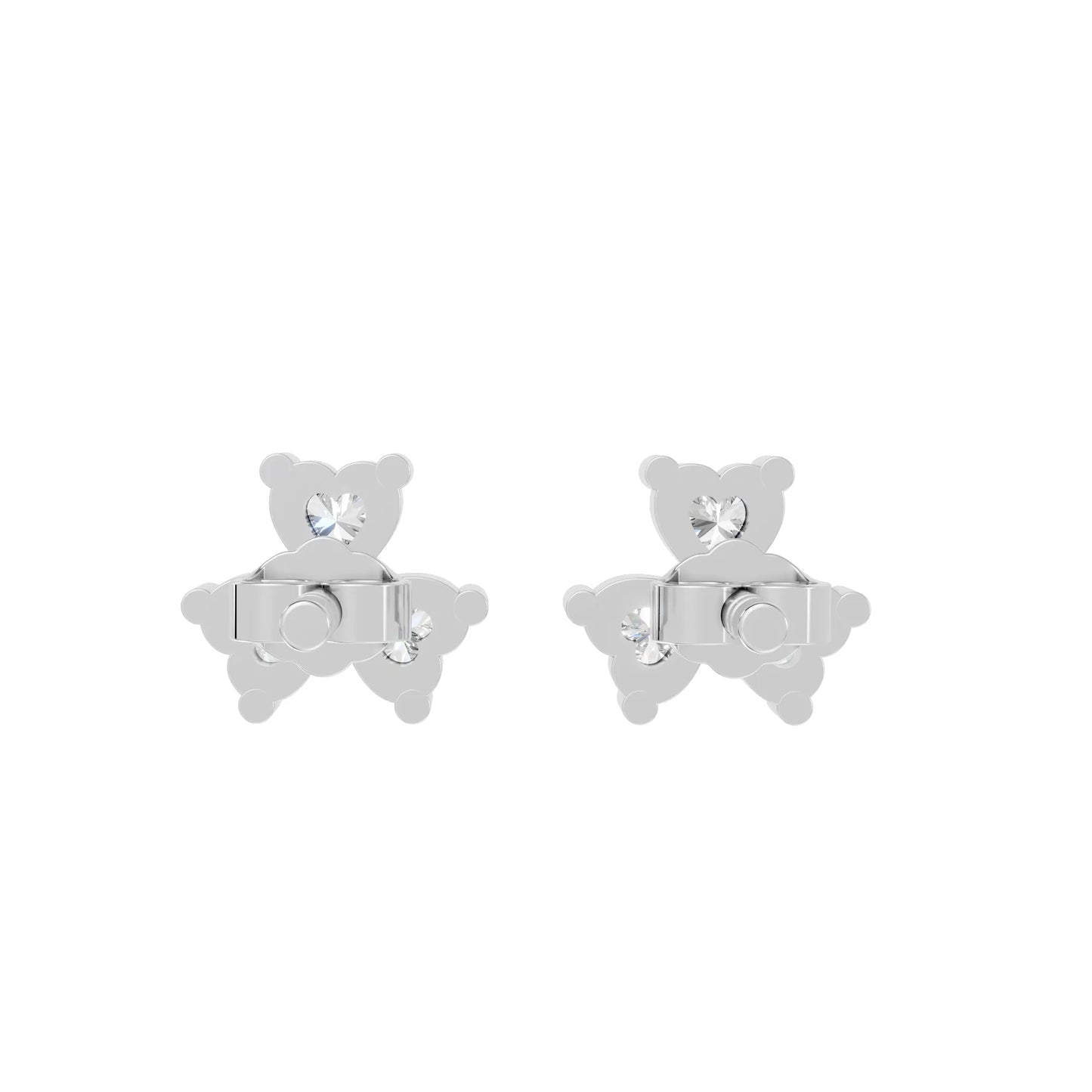 14K Heart Cut Diamond Flower Cluster Stud Earring