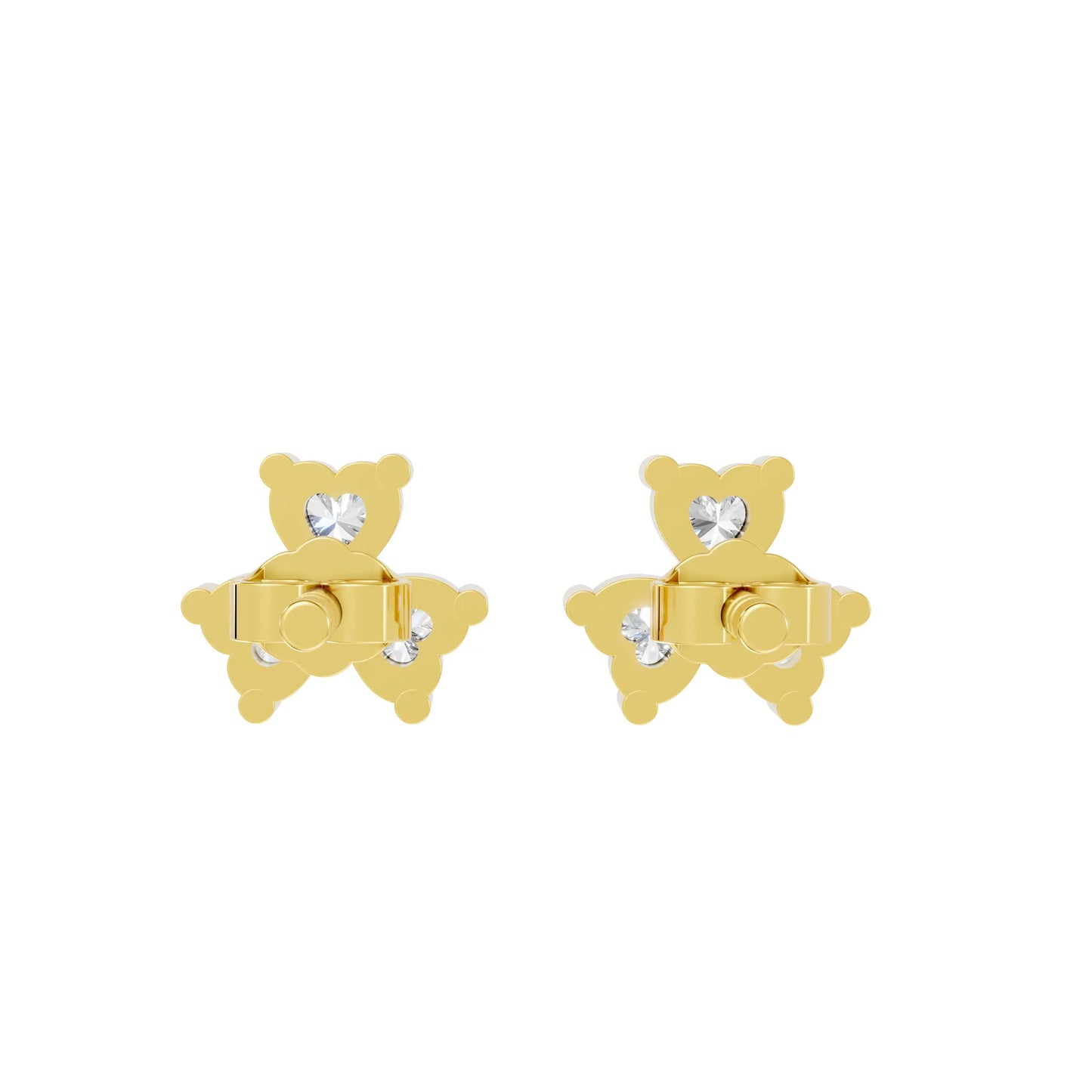 14K Heart Cut Diamond Flower Cluster Stud Earring