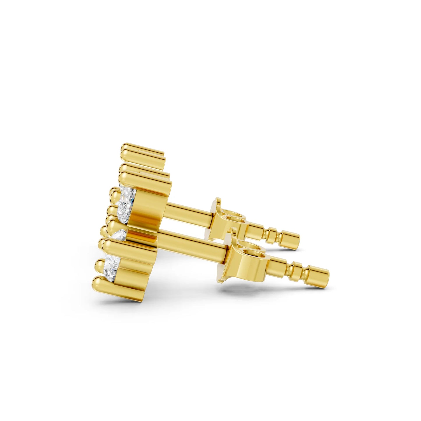 14K Heart Cut Diamond Flower Cluster Stud Earring