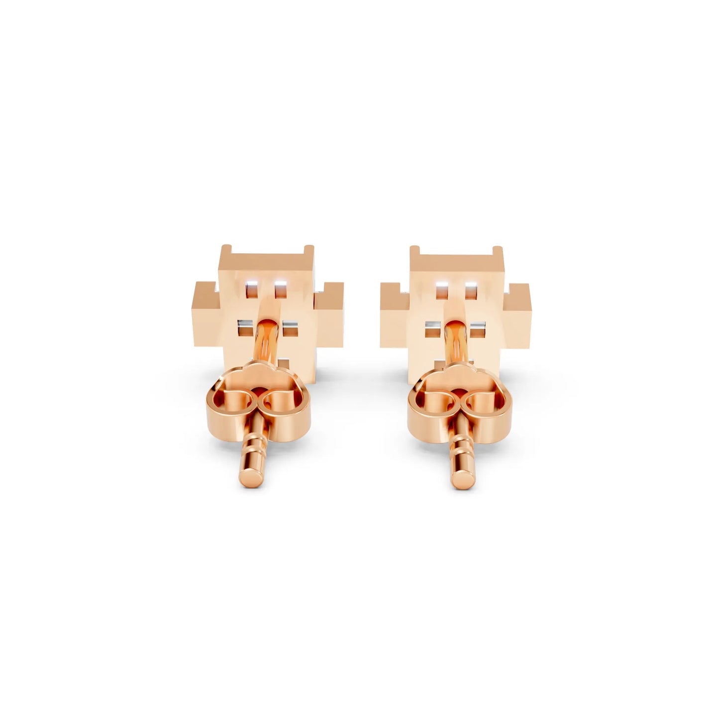 14K Gold Baguette Cut Diamond Cross Cluster Stud Earring