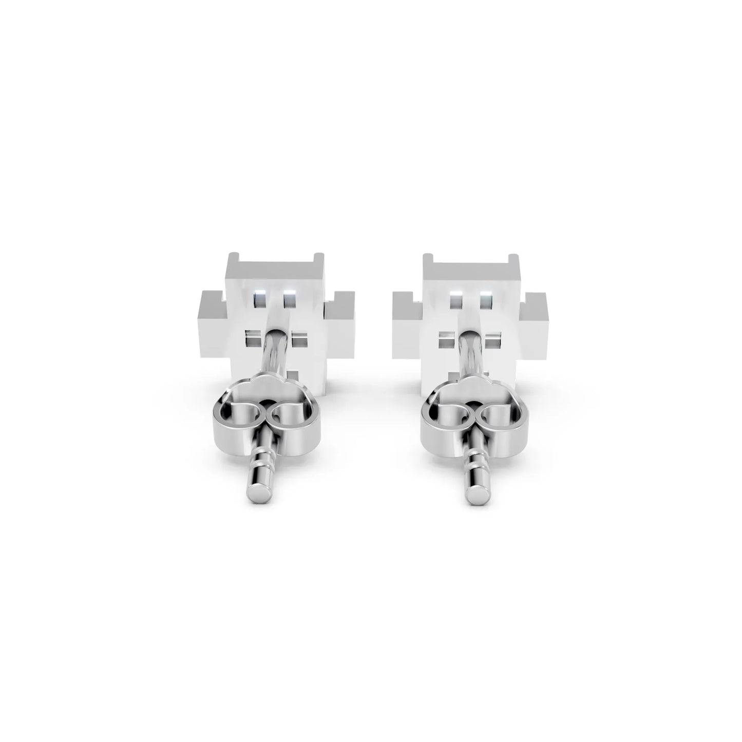 14K Gold Baguette Cut Diamond Cross Cluster Stud Earring