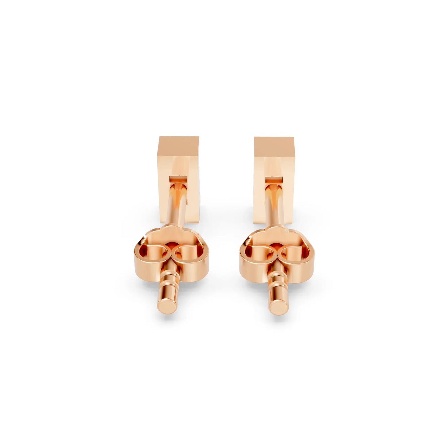 14K Gold Baguette Cut Diamond Stud Earring