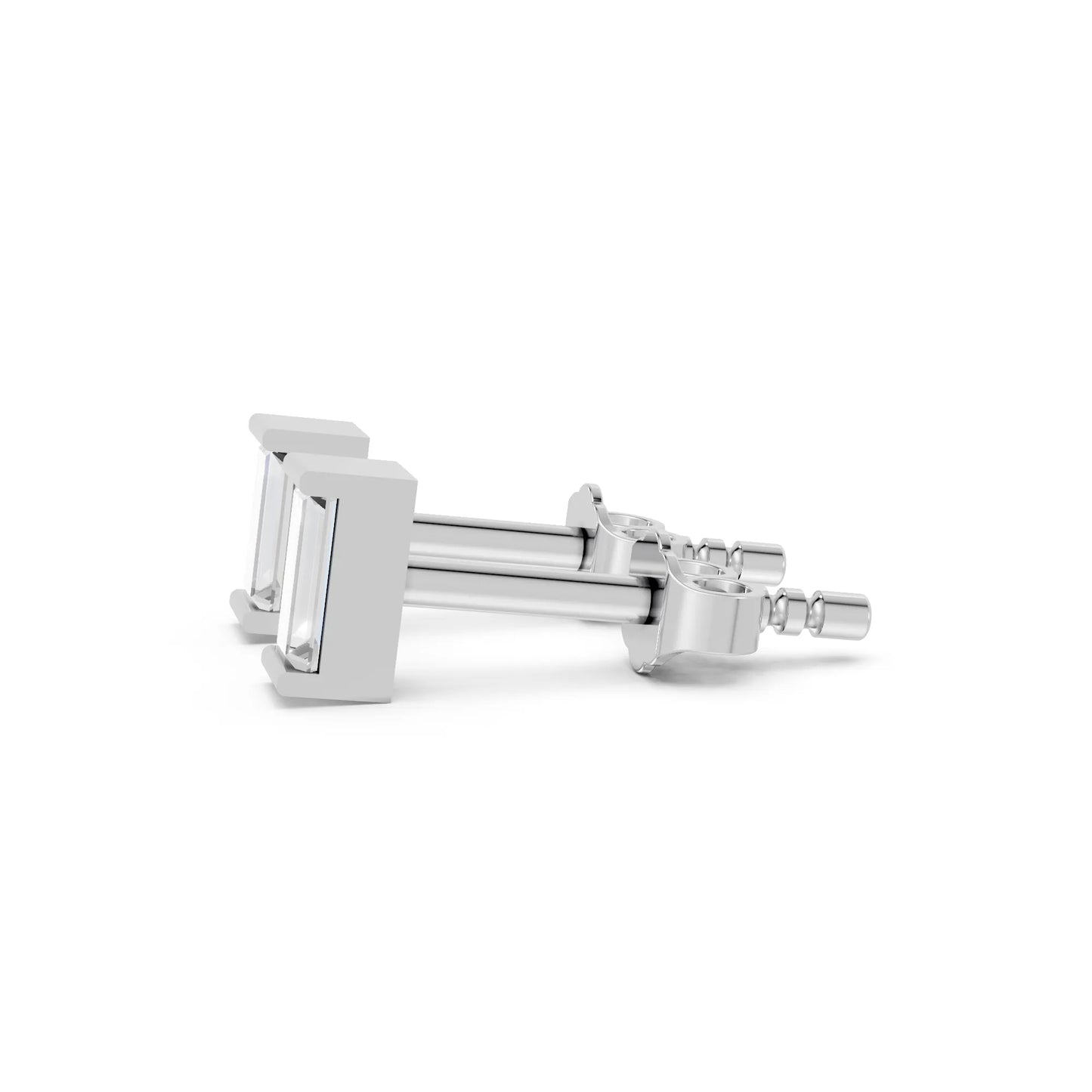 14K Gold Baguette Cut Diamond Stud Earring