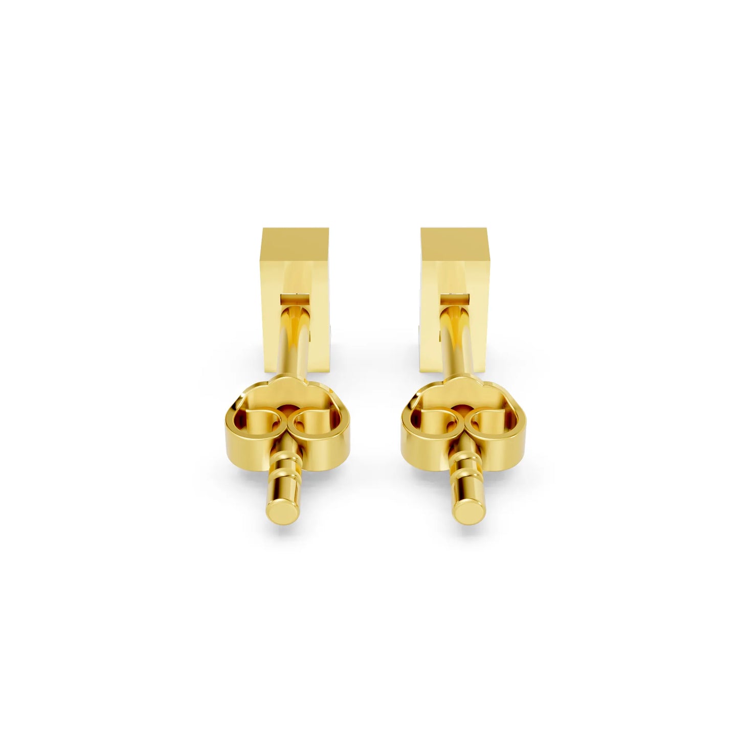 14K Gold Baguette Cut Diamond Stud Earring