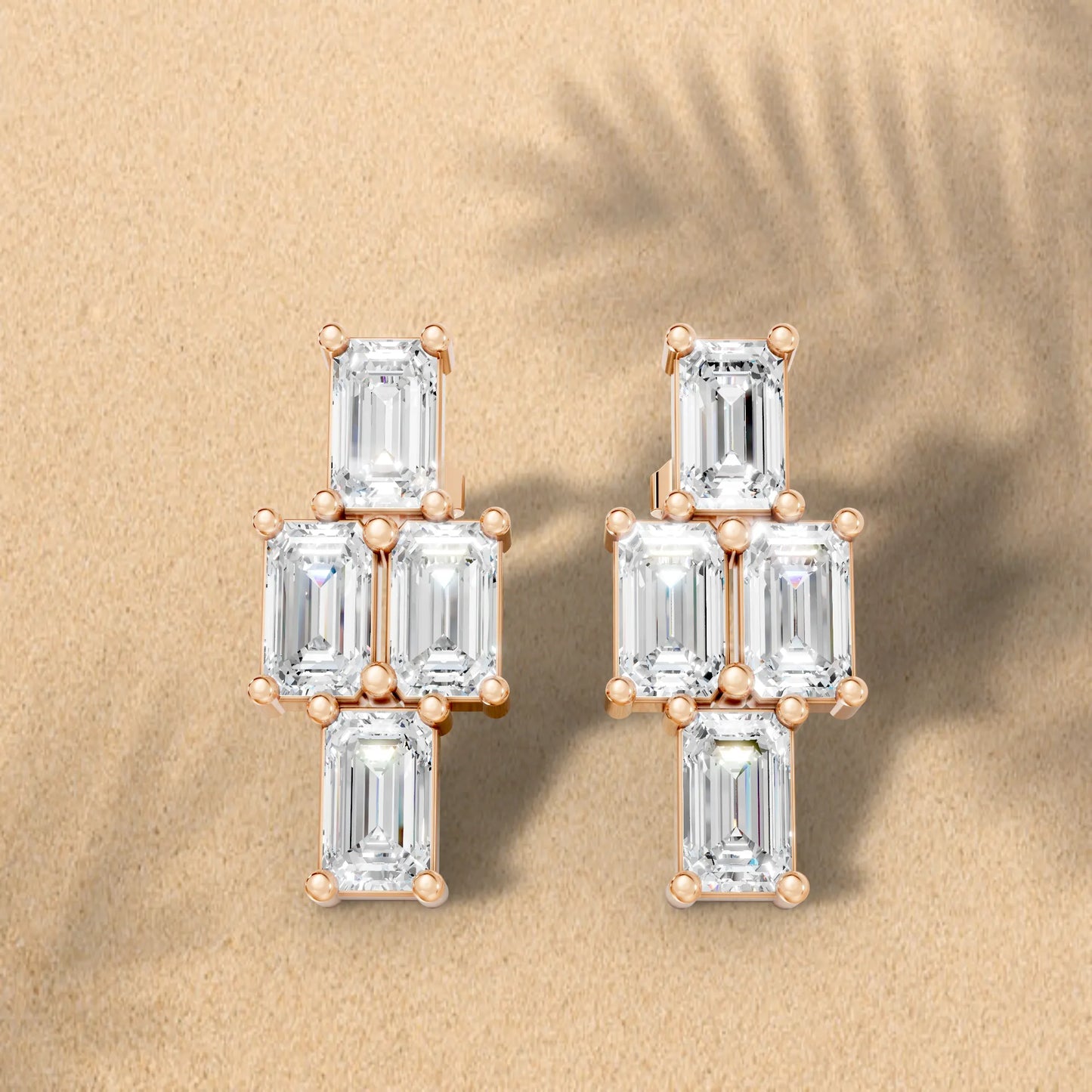 Emerald Cut Block Earrings | 14K Gold Lab Grown Diamond With Minimalist Prong Set Studs | Modern Timeless Jewelry | Perfect Gift For Anniversary Birthday Or Engagement | Timeless Studs Are Perfect For Everyday Wear Or Gifting Unforgettable Moments