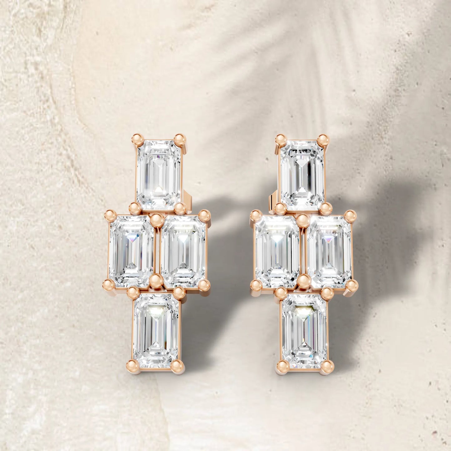 Emerald Cut Block Earrings | 14K Gold Lab Grown Diamond With Minimalist Prong Set Studs | Modern Timeless Jewelry | Perfect Gift For Anniversary Birthday Or Engagement | Timeless Studs Are Perfect For Everyday Wear Or Gifting Unforgettable Moments