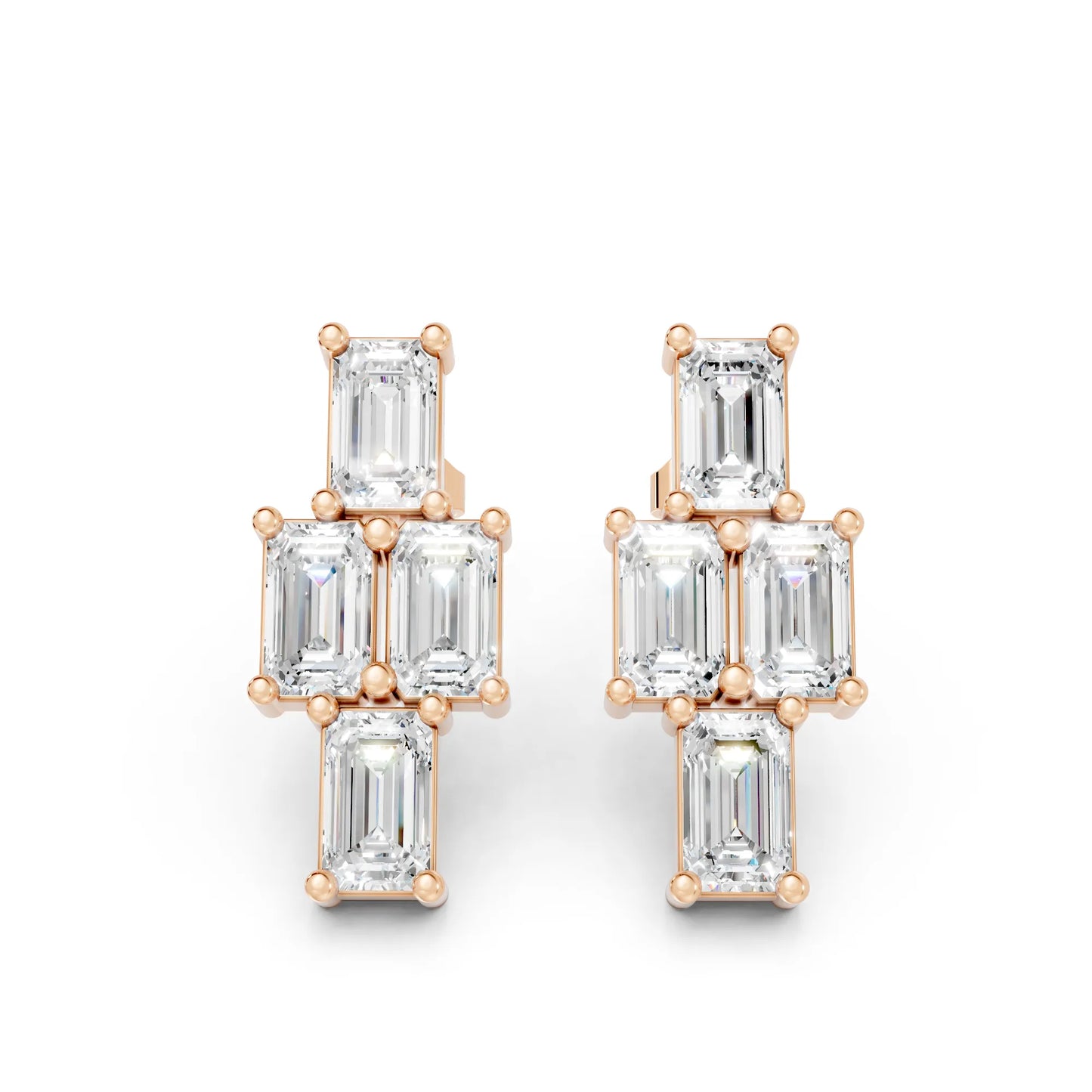 Emerald Cut Block Earrings | 14K Gold Lab Grown Diamond With Minimalist Prong Set Studs | Modern Timeless Jewelry | Perfect Gift For Anniversary Birthday Or Engagement | Timeless Studs Are Perfect For Everyday Wear Or Gifting Unforgettable Moments