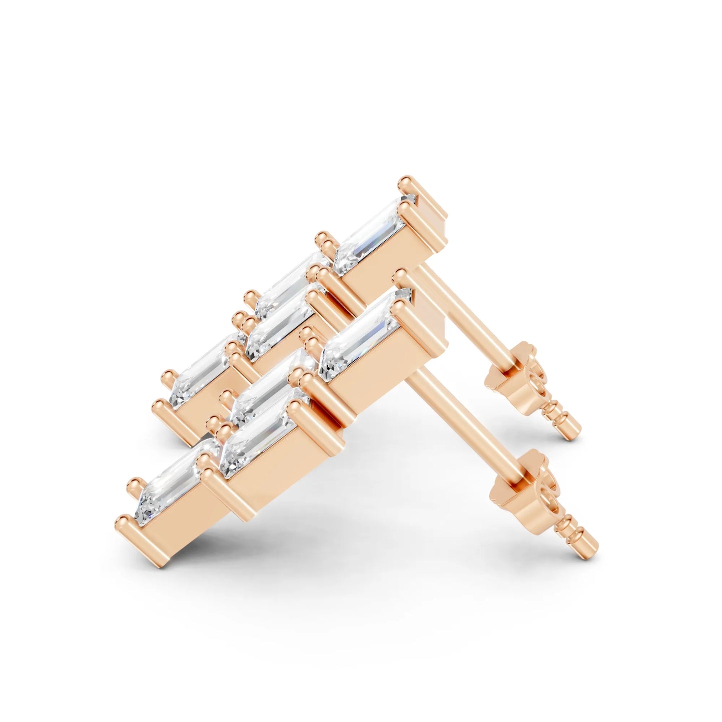 Emerald Cut Block Earrings | 14K Gold Lab Grown Diamond With Minimalist Prong Set Studs | Modern Timeless Jewelry | Perfect Gift For Anniversary Birthday Or Engagement | Timeless Studs Are Perfect For Everyday Wear Or Gifting Unforgettable Moments