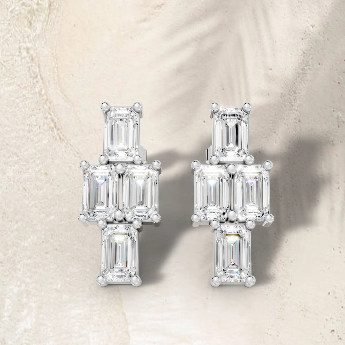 Emerald Cut Block Earrings | 14K Gold Lab Grown Diamond With Minimalist Prong Set Studs | Modern Timeless Jewelry | Perfect Gift For Anniversary Birthday Or Engagement | Timeless Studs Are Perfect For Everyday Wear Or Gifting Unforgettable Moments