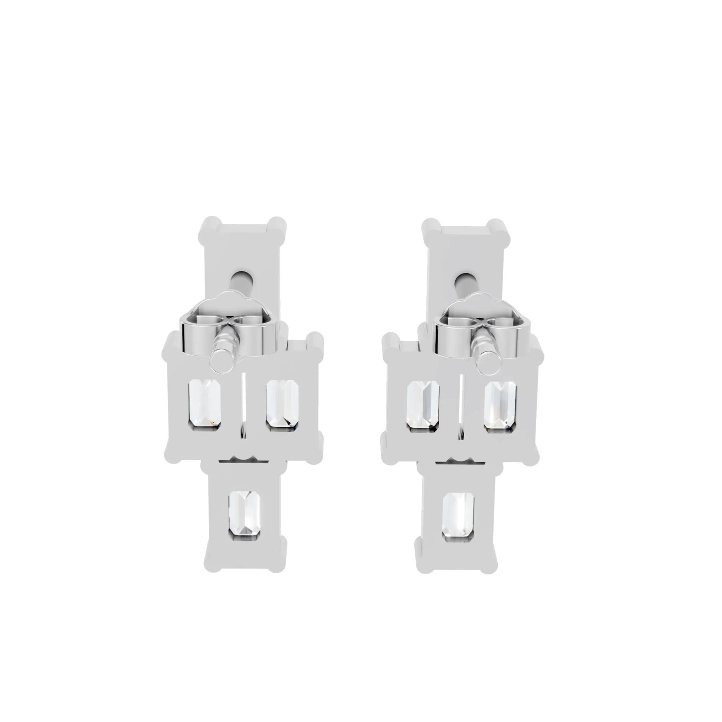 Emerald Cut Block Earrings | 14K Gold Lab Grown Diamond With Minimalist Prong Set Studs | Modern Timeless Jewelry | Perfect Gift For Anniversary Birthday Or Engagement | Timeless Studs Are Perfect For Everyday Wear Or Gifting Unforgettable Moments