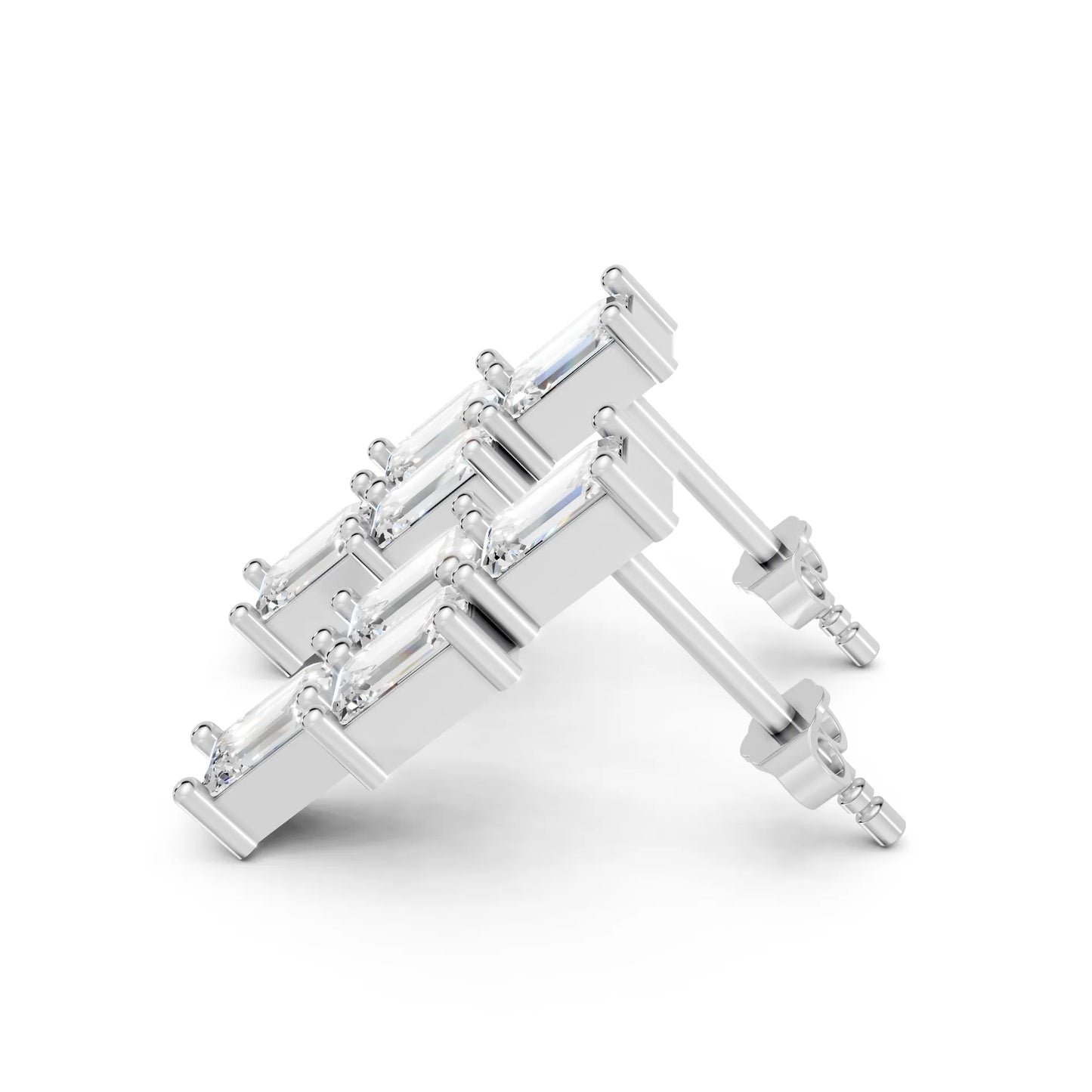 Emerald Cut Block Earrings | 14K Gold Lab Grown Diamond With Minimalist Prong Set Studs | Modern Timeless Jewelry | Perfect Gift For Anniversary Birthday Or Engagement | Timeless Studs Are Perfect For Everyday Wear Or Gifting Unforgettable Moments