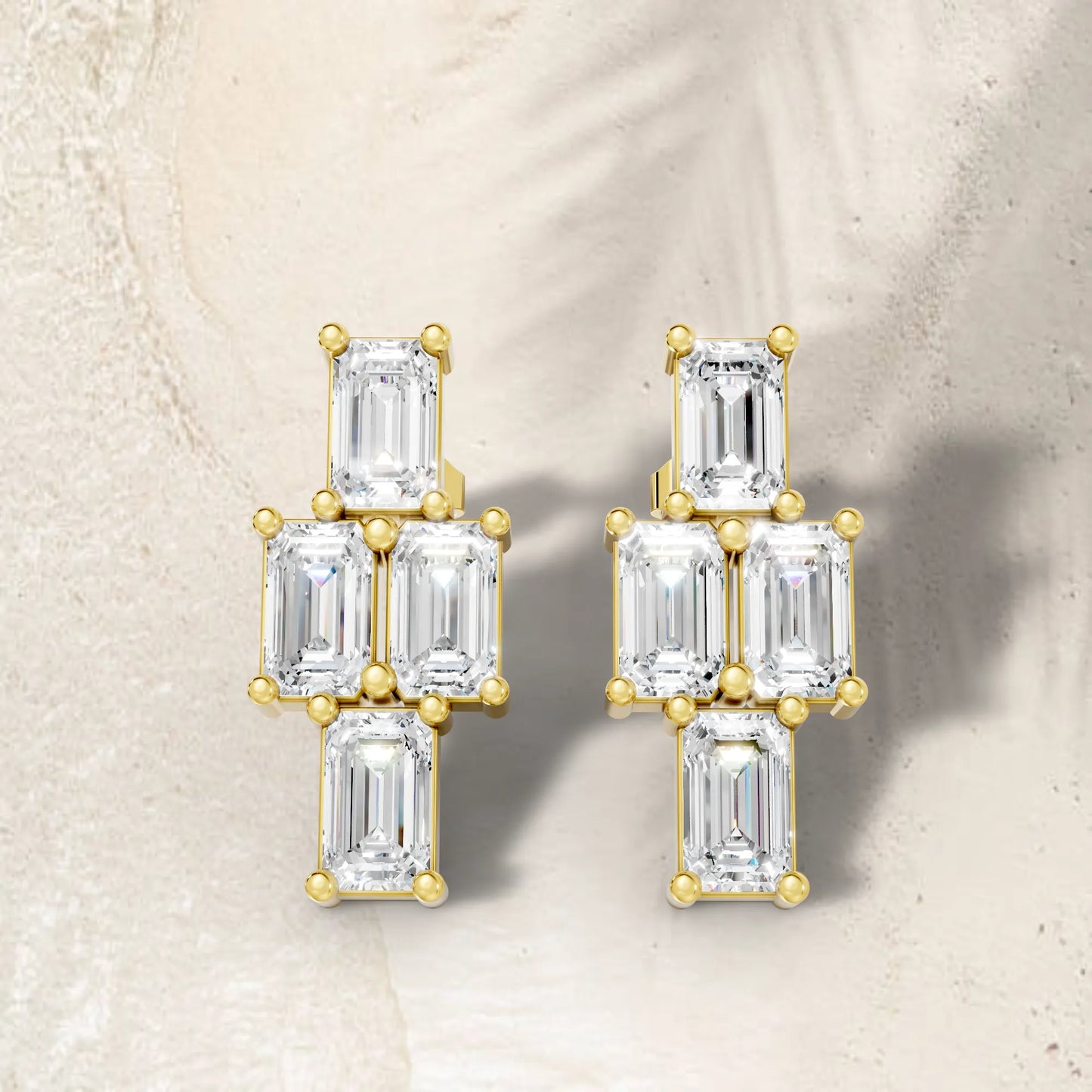Emerald Cut Block Earrings | 14K Gold Lab Grown Diamond With Minimalist Prong Set Studs | Modern Timeless Jewelry | Perfect Gift For Anniversary Birthday Or Engagement | Timeless Studs Are Perfect For Everyday Wear Or Gifting Unforgettable Moments