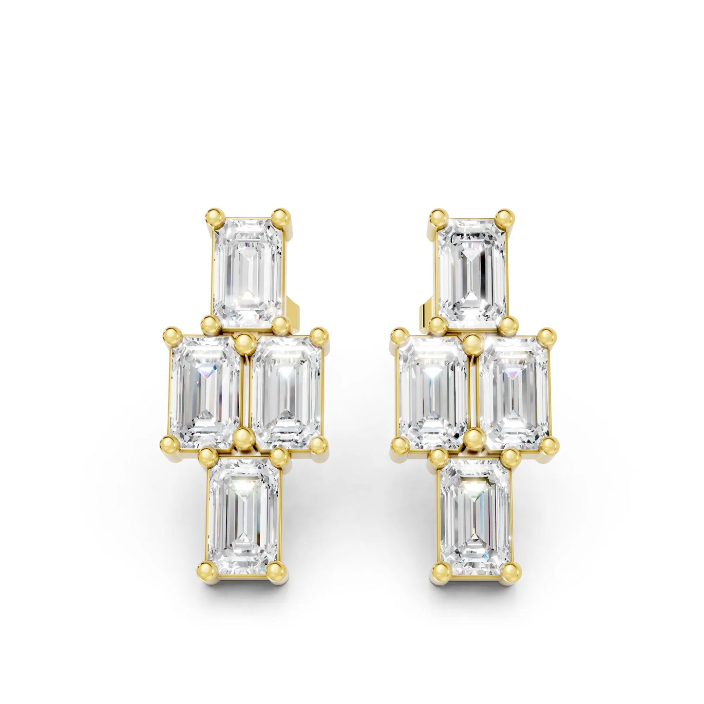 Emerald Cut Block Earrings | 14K Gold Lab Grown Diamond With Minimalist Prong Set Studs | Modern Timeless Jewelry | Perfect Gift For Anniversary Birthday Or Engagement | Timeless Studs Are Perfect For Everyday Wear Or Gifting Unforgettable Moments