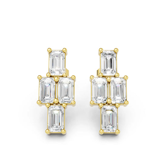 Emerald Cut Block Earrings | 14K Gold Lab Grown Diamond With Minimalist Prong Set Studs | Modern Timeless Jewelry | Perfect Gift For Anniversary Birthday Or Engagement | Timeless Studs Are Perfect For Everyday Wear Or Gifting Unforgettable Moments