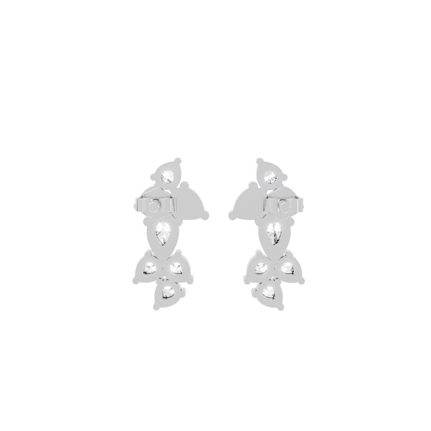 14K Gold Pear Cut Diamond Cluster Stud Earring