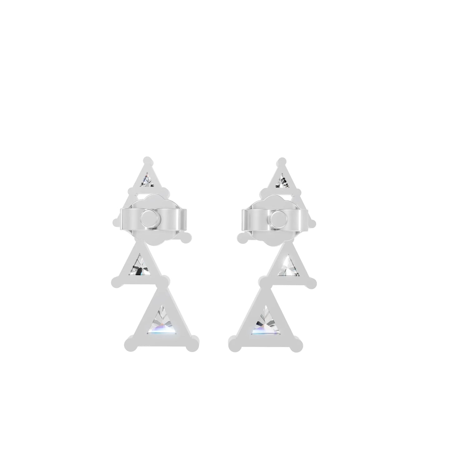 14K Gold Triangle Cut Diamond Geometric Drop Stud Earring