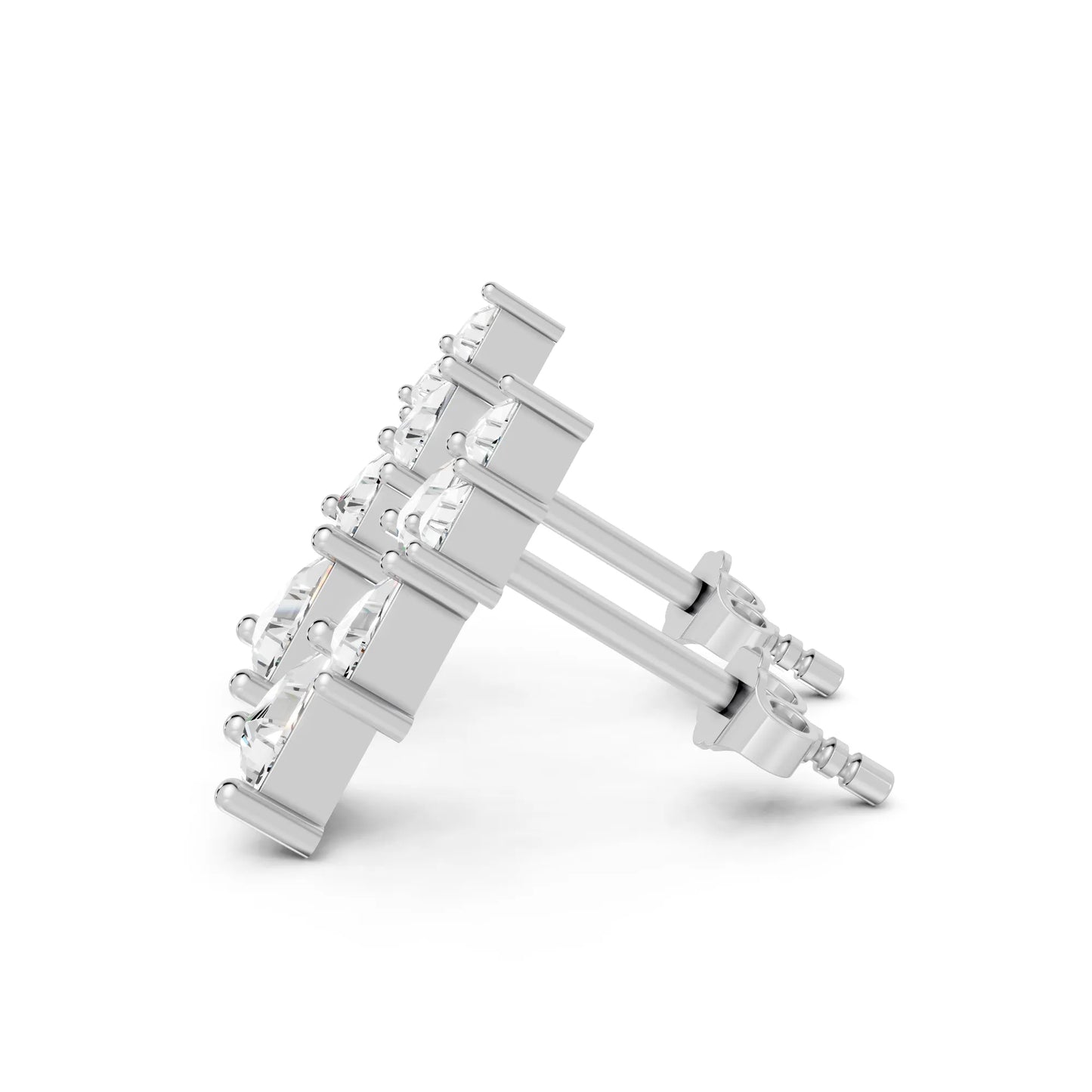 14K Gold Triangle Cut Diamond Geometric Drop Stud Earring