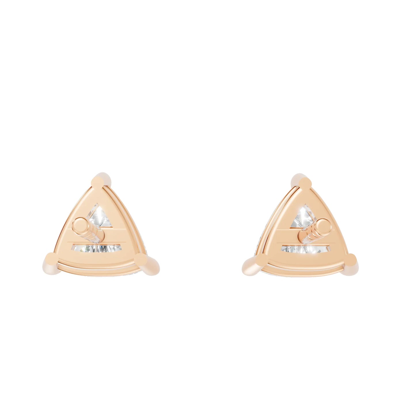14K Gold Trillion Cut Diamond Solitaire Stud Earring