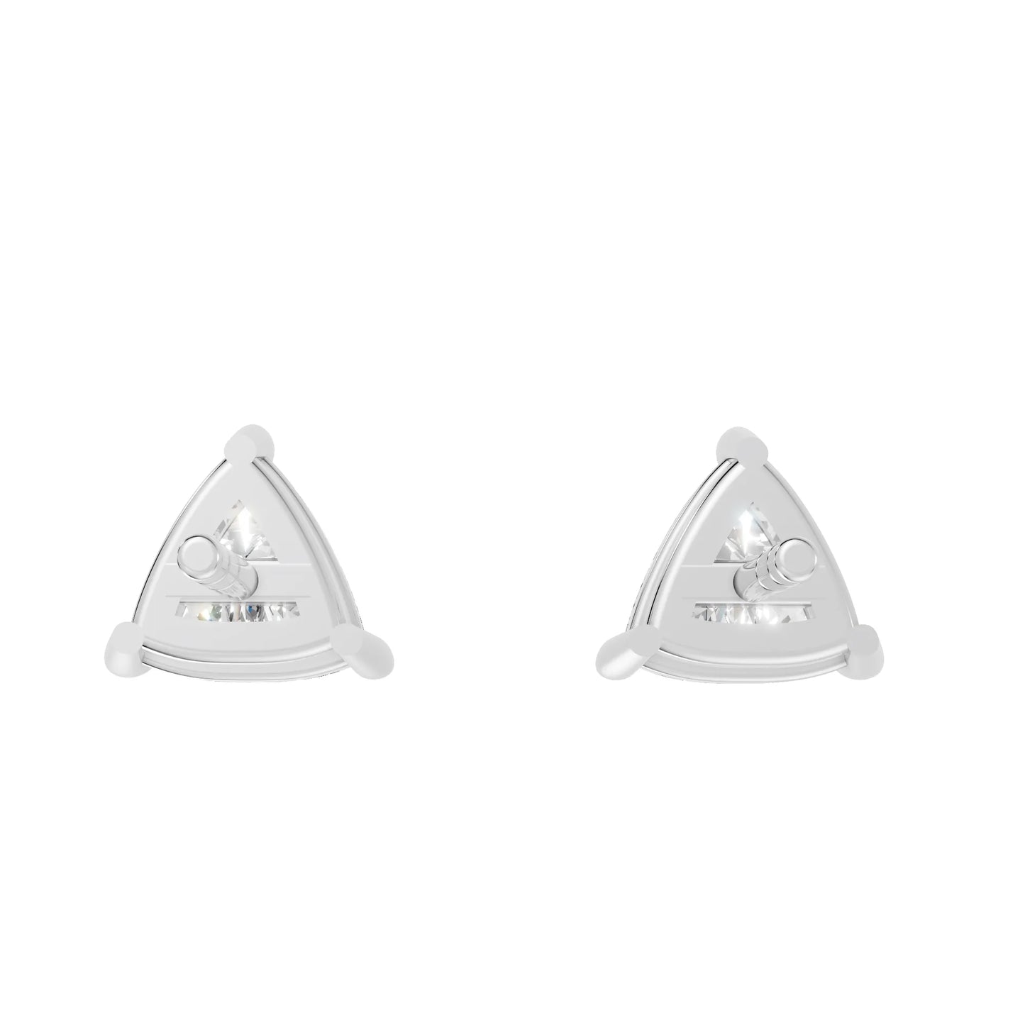 14K Gold Trillion Cut Diamond Solitaire Stud Earring