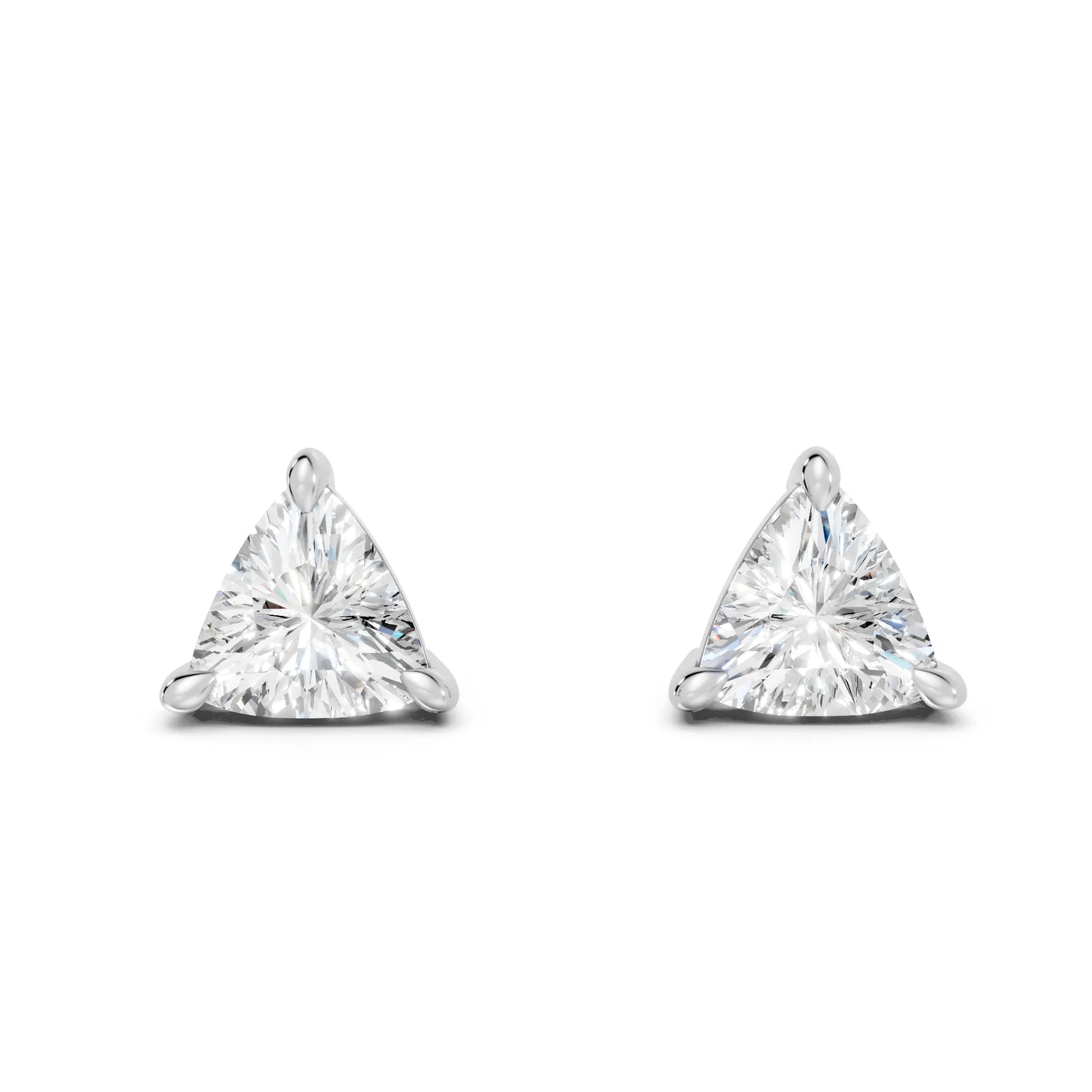 14K Gold Trillion Cut Diamond Solitaire Stud Earring