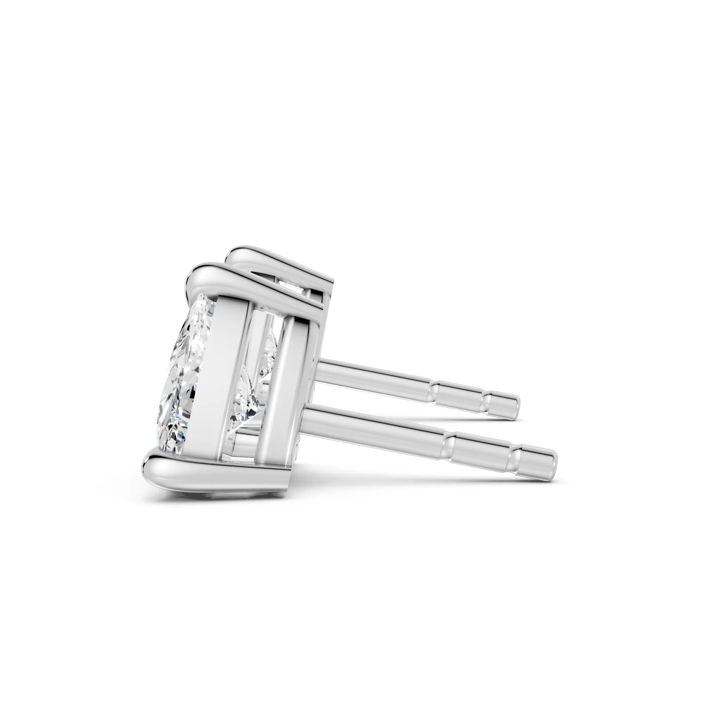 14K Gold Trillion Cut Diamond Solitaire Stud Earring