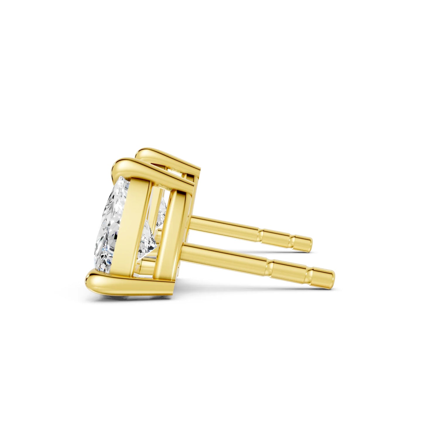 14K Gold Trillion Cut Diamond Solitaire Stud Earring